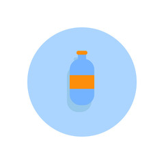 Plastic water bottle flat icon. Round colorful button, circular vector sign, logo illustration. Flat style design