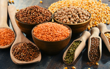 Composition with variety of vegetarian food ingredients