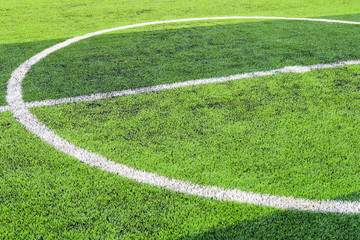 Artificial turf,soccer field,White stripe on the artificial soccer field