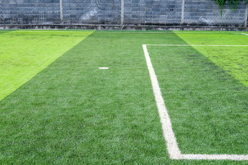 Artificial turf,soccer field,White stripe on the artificial soccer field