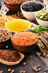 Composition with variety of vegetarian food ingredients