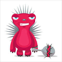 Angry Hedgehog Vector. Cartoon Mascot Character. Vector Illustration Isolated On White Background. Emotions Monster.