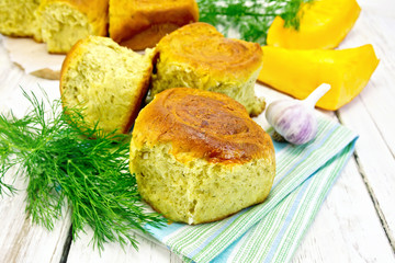 Scones pumpkin on napkin