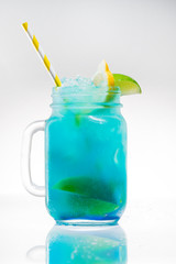 lemonade with lime and lemon in mason jar