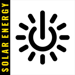 Icon uniting the sun and power signs Denoting the solar energy Ecologically friendly electricity Renewable energy sources vector symbol