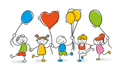 Obraz premium Kij figurki dzieci balony