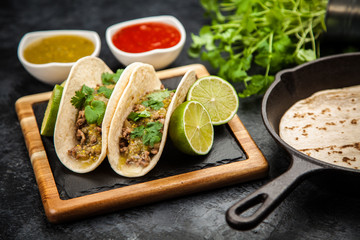 Mexican tacos with beef