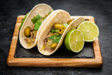 Mexican tacos with beef
