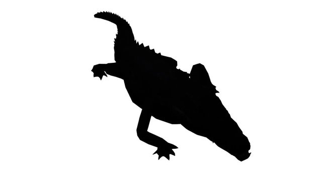 Crocodile swaying body climb crawling,Dangerous animals  sketch silhouette.