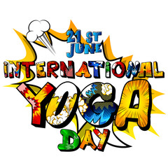 Vector illustrated banner, greeting card or poster for International Yoga Day.