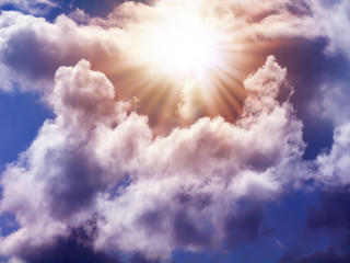 Bright sun in the sky