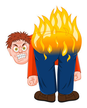 Man with burning butt