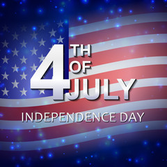 4th of July. American Independence Day. Celebration. Firework. Template for postcards, leaflets. Flag.