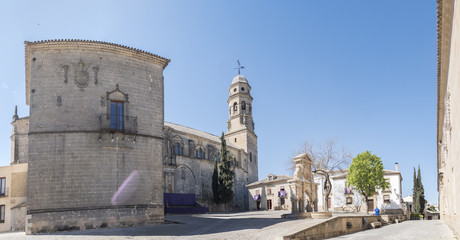 Fototapeta na wymiar Santa Maria square, Santa Maria fountain, Baeza cathedral, Jaen, Spain