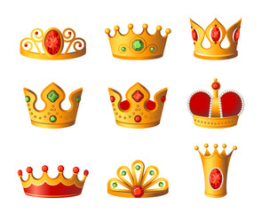 Crowns - realistic vector set of royal headgear