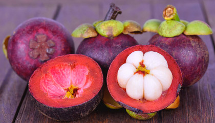 Mangosteen on wood