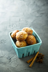 Fresh donuts with cinnamon sugar