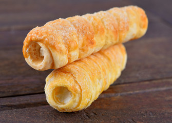 bread & cake on wood