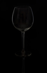 One wine glasse on black background