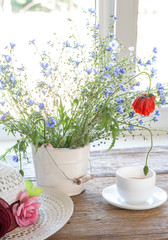 Wildflowers and poppy