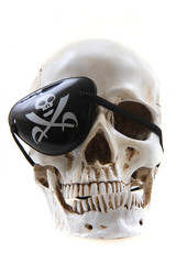 human skull as pirate isolated
