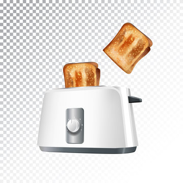 Vector realistic illustration of a toaster with toast.