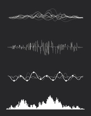 Obraz premium Vector music sound waves set. Audio digital equalizer technology, console panel, pulse musical.