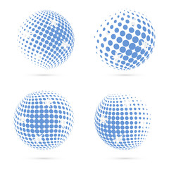 Micronesia halftone flag set patriotic vector design. 3D halftone sphere in Micronesia national flag colors isolated on white background.