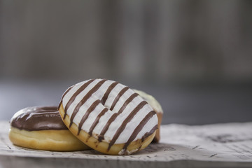 Sweet fresh donuts on the table