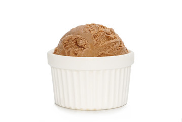 Green tea ice cream scoop with cherry toping