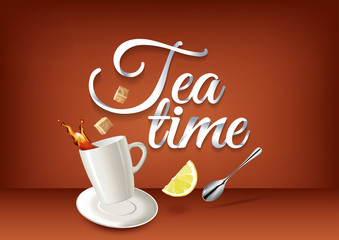 Tea time paper hand lettering calligraphy.