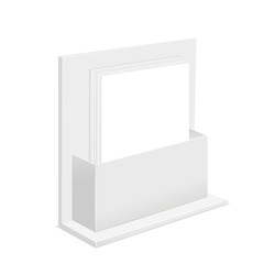 White Paper Empty Blank Template and Cardboard Advertising Container Stand Box. Vector