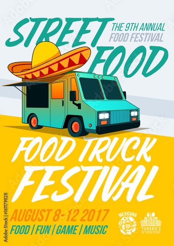 food truck festival food brochure vector poster template design