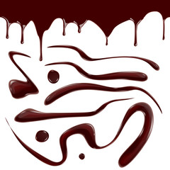 Set of realistic melted chocolate isolated illustration