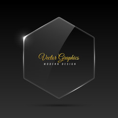 Glass banner. Transparent geometric shapes.