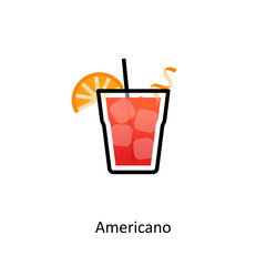 Americano cocktail icon in flat style