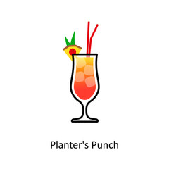 Planter's Punch cocktail icon in flat style