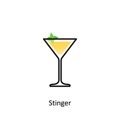 Stinger cocktail icon in flat style
