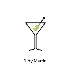 Dirty Martini cocktail icon in flat style