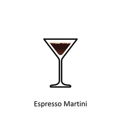 Espresso Martini cocktail icon in flat style