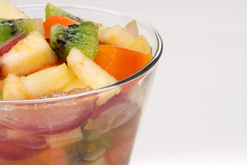 Detox Fruit salad in the side of the frame
