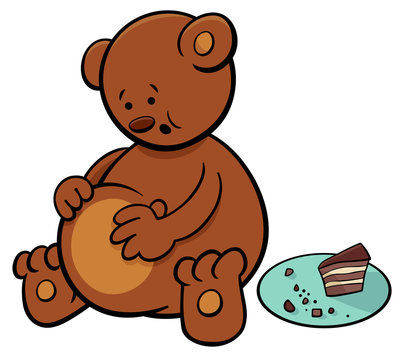brown bear eating cake cartoon clip art preview