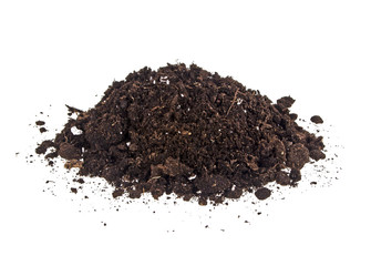 Pile of soil for plant isolated on white background