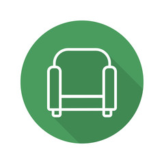 Armchair flat linear long shadow icon