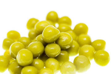 Pickled green peas isolated on white background