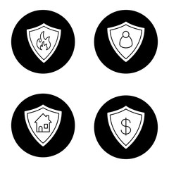 Protection shields icons set