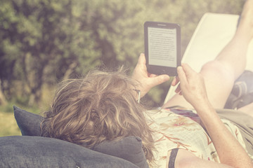 Woman reading ebook