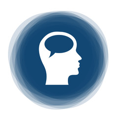 Abstract round button - comment - opinion - person with speech bubble