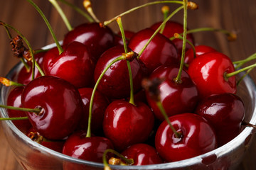 Bowl with fresh red Cherries.