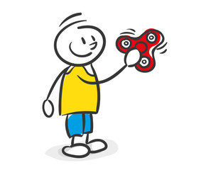 Strichfiguren Junge Fidget Spinner